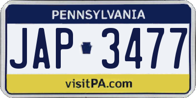 PA license plate JAP3477