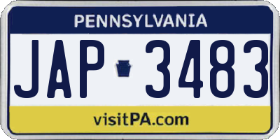 PA license plate JAP3483