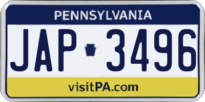PA license plate JAP3496