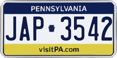 PA license plate JAP3542