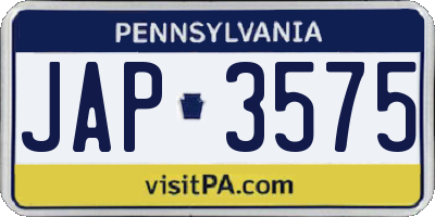 PA license plate JAP3575