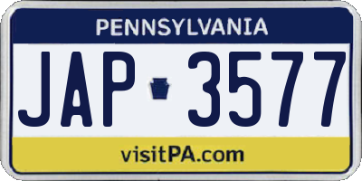 PA license plate JAP3577