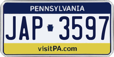 PA license plate JAP3597