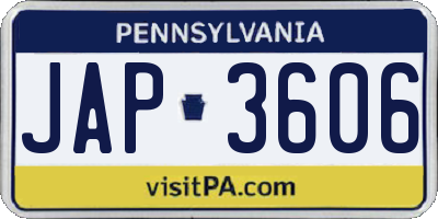 PA license plate JAP3606