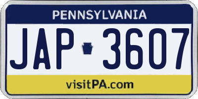 PA license plate JAP3607