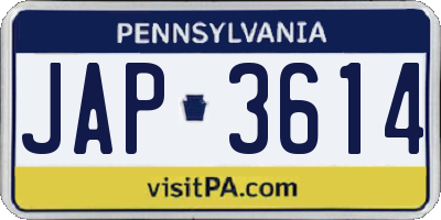 PA license plate JAP3614