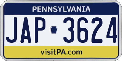 PA license plate JAP3624