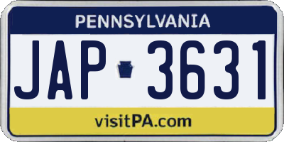 PA license plate JAP3631