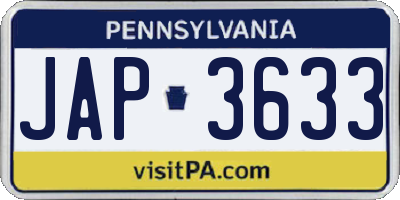 PA license plate JAP3633