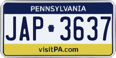 PA license plate JAP3637