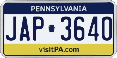 PA license plate JAP3640