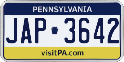 PA license plate JAP3642