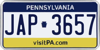 PA license plate JAP3657