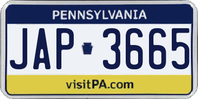 PA license plate JAP3665