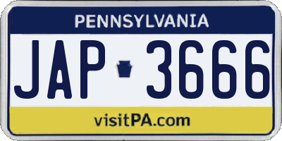PA license plate JAP3666