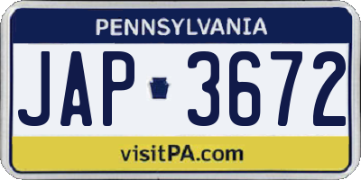 PA license plate JAP3672