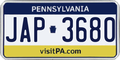 PA license plate JAP3680