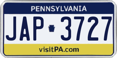 PA license plate JAP3727