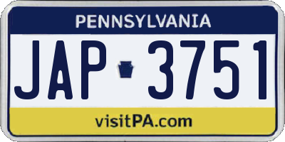 PA license plate JAP3751
