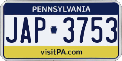 PA license plate JAP3753