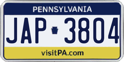 PA license plate JAP3804