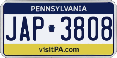 PA license plate JAP3808