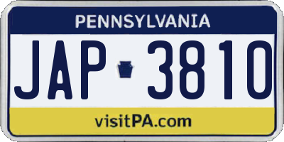 PA license plate JAP3810