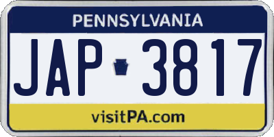PA license plate JAP3817