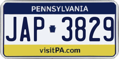 PA license plate JAP3829