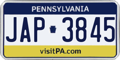 PA license plate JAP3845