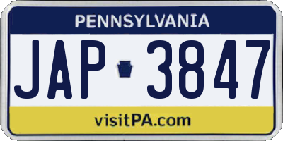 PA license plate JAP3847