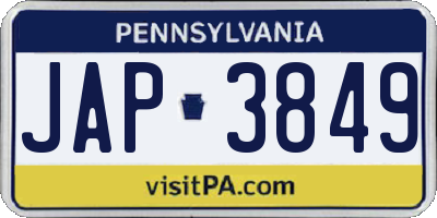 PA license plate JAP3849