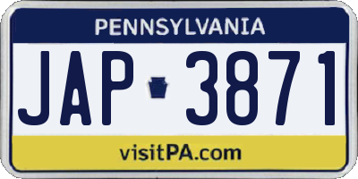 PA license plate JAP3871