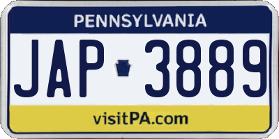 PA license plate JAP3889