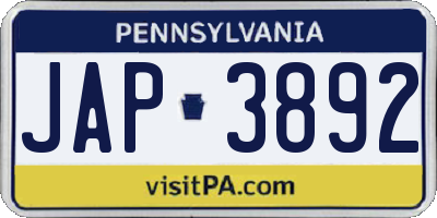 PA license plate JAP3892