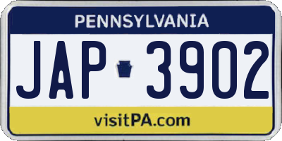 PA license plate JAP3902