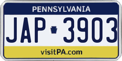 PA license plate JAP3903