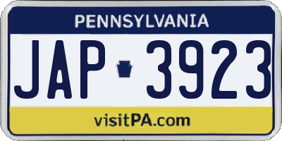 PA license plate JAP3923