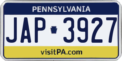 PA license plate JAP3927