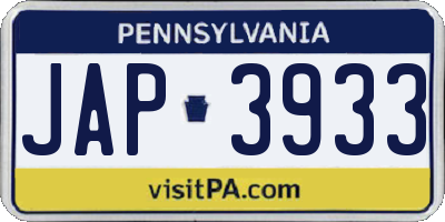PA license plate JAP3933