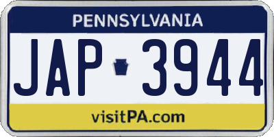 PA license plate JAP3944