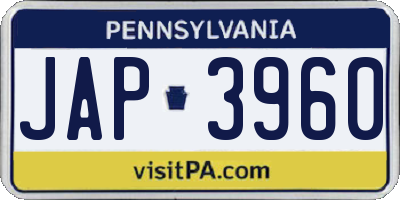 PA license plate JAP3960