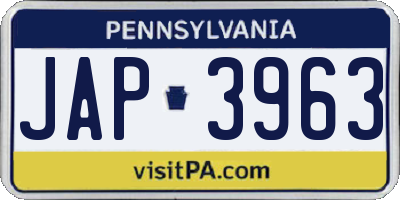 PA license plate JAP3963