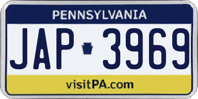 PA license plate JAP3969