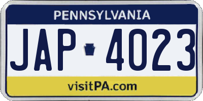 PA license plate JAP4023