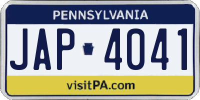 PA license plate JAP4041