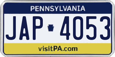 PA license plate JAP4053