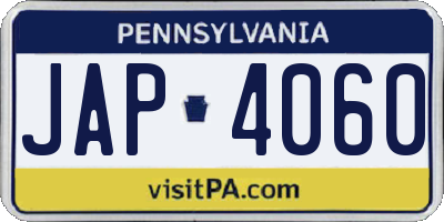 PA license plate JAP4060
