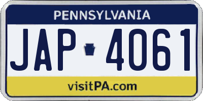PA license plate JAP4061