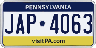 PA license plate JAP4063